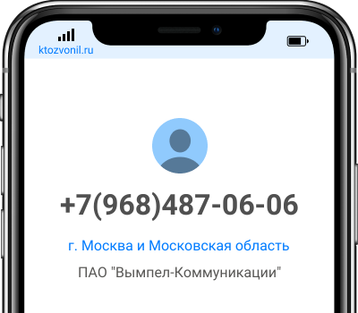 Кто звонил с номера +7(968)487-06-06, чей номер +79684870606